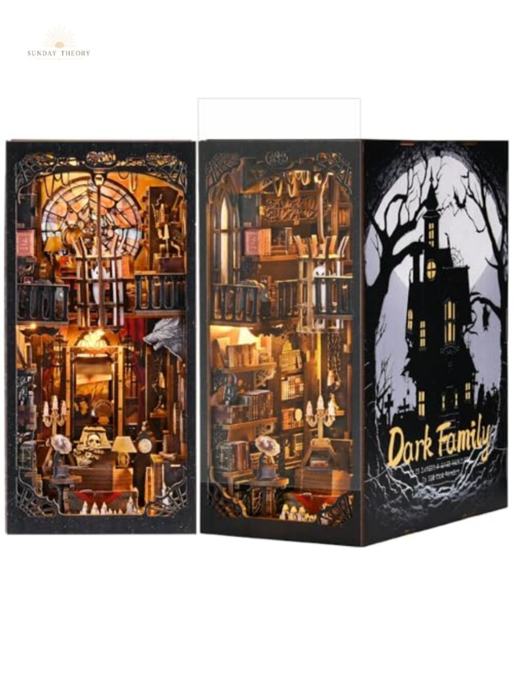 TOYQI Book Nook Kit DIY Dollhouse 3D Wooden Puzzle LED Bookshelf Decor for